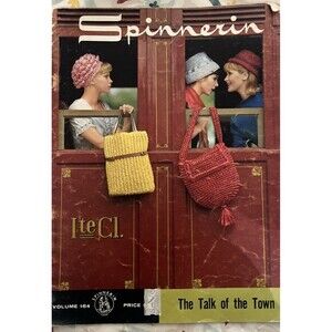 1962 Spinnerin Volume 164 Knit Magazine Purse Skirt Top Hat Carry-On 5+ Patterns
